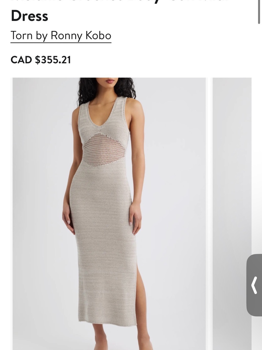 Torn by Ronny Kobo Beige Cream Knit Maxi Dress with Cutout